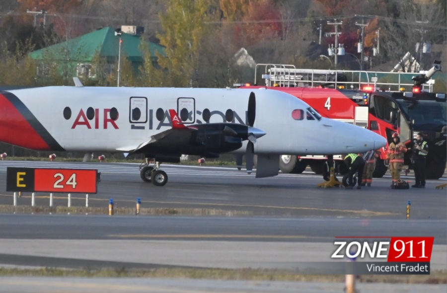 Avion en difficulté atterrissage en situation d'urgence à l'aéroport de Québec 